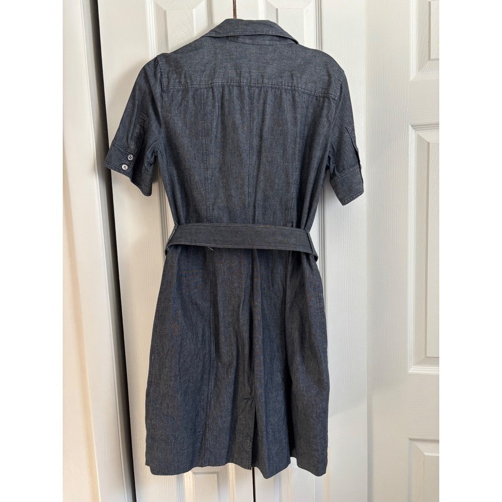 New York & Company Denim Shirt Dress, Size 8, 100% Cotton, Belted, Classic Style - Picture 4 of 7